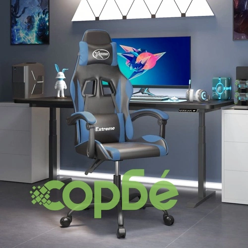 Гейминг стол, черно и синьо, изкуствена кожа ➤ топ цена ➤ sorbe.bg