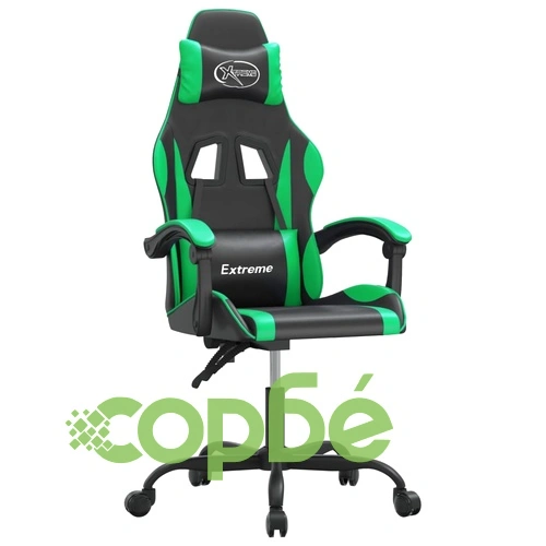 Гейминг стол, черно и зелено, изкуствена кожа ➤ топ цена ➤ sorbe.bg