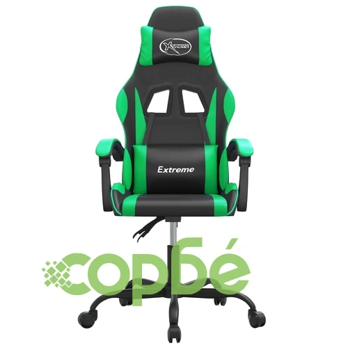 Гейминг стол, черно и зелено, изкуствена кожа ➤ топ цена ➤ sorbe.bg