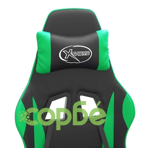 Гейминг стол, черно и зелено, изкуствена кожа ➤ топ цена ➤ sorbe.bg