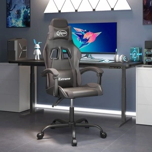 Гейминг стол, черно и сиво, изкуствена кожа