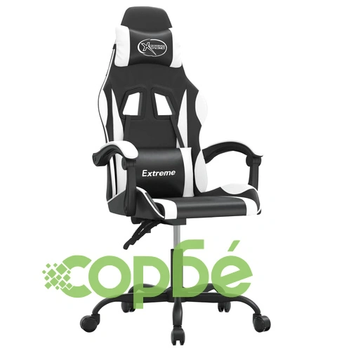 Гейминг стол, черно и бяло, изкуствена кожа ➤ топ цена ➤ sorbe.bg