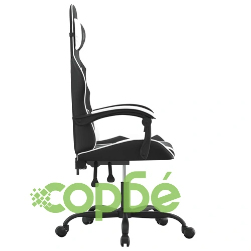 Гейминг стол, черно и бяло, изкуствена кожа ➤ топ цена ➤ sorbe.bg