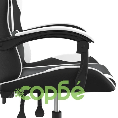 Гейминг стол, черно и бяло, изкуствена кожа ➤ топ цена ➤ sorbe.bg