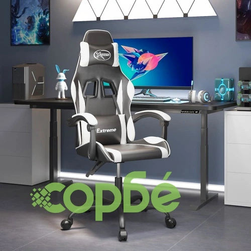 Гейминг стол, черно и бяло, изкуствена кожа ➤ топ цена ➤ sorbe.bg