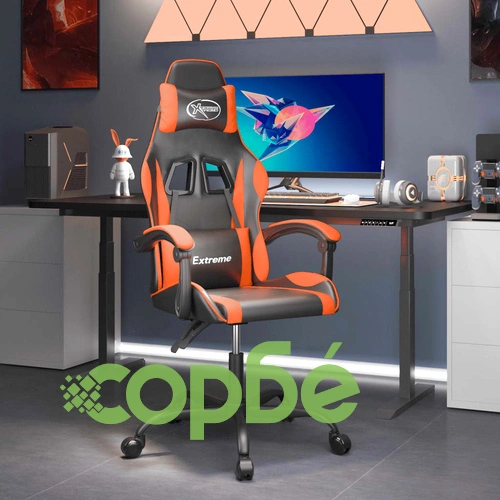 Гейминг стол, черно и оранжево, изкуствена кожа ➤ топ цена ➤ sorbe.bg