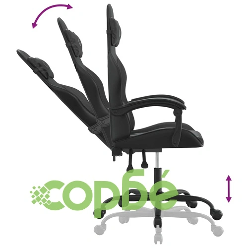 Гейминг стол, черен, изкуствена кожа ➤ топ цена ➤ sorbe.bg