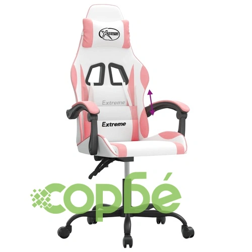 Гейминг стол, бяло и розово, изкуствена кожа ➤ топ цена ➤ sorbe.bg