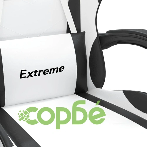 Гейминг стол, бяло и черно, изкуствена кожа ➤ топ цена ➤ sorbe.bg