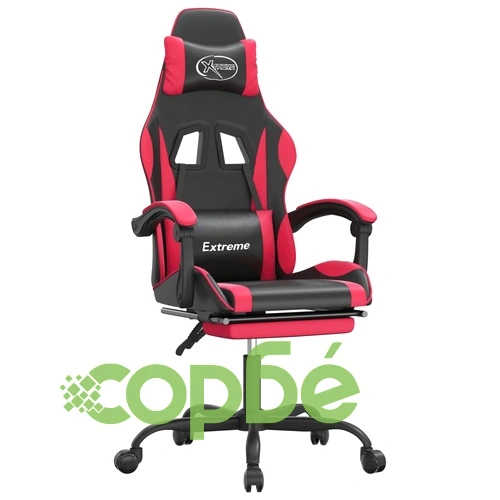 Гейминг стол с опора, черно и червено, изкуствена кожа ➤ топ цена ➤ sorbe.bg