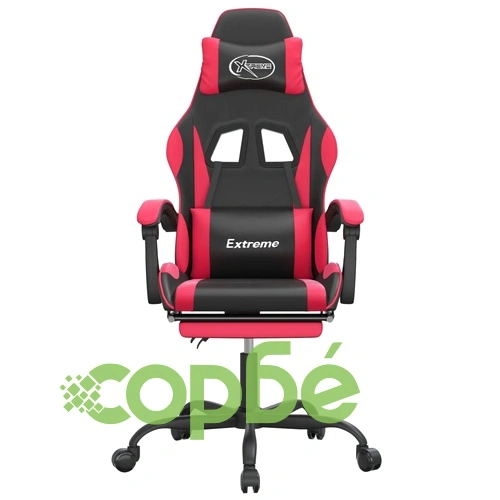 Гейминг стол с опора, черно и червено, изкуствена кожа ➤ топ цена ➤ sorbe.bg