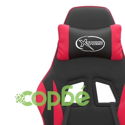 Гейминг стол с опора, черно и червено, изкуствена кожа ➤ топ цена ➤ sorbe.bg