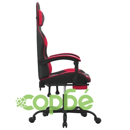 Гейминг стол с опора, черно и червено, изкуствена кожа ➤ топ цена ➤ sorbe.bg