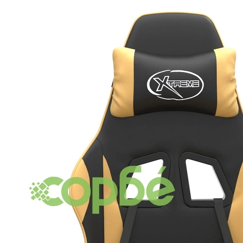 Гейминг стол с опора за крака черно и златисто изкуствена кожа ➤ топ цена ➤ sorbe.bg