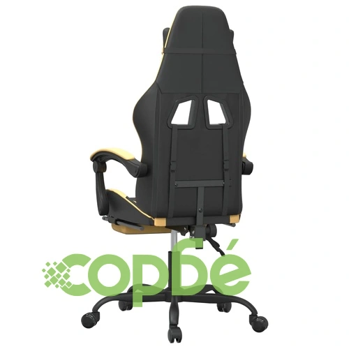 Гейминг стол с опора за крака черно и златисто изкуствена кожа ➤ топ цена ➤ sorbe.bg