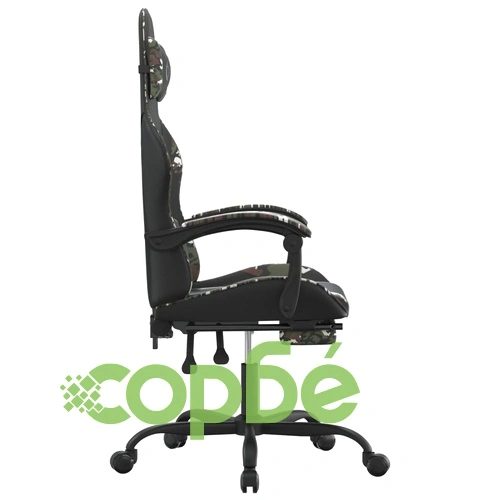 Гейминг стол с опора за крака черно и камуфлаж изкуствена кожа ➤ топ цена ➤ sorbe.bg