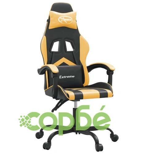 Гейминг стол, черно и златисто, изкуствена кожа ➤ топ цена ➤ sorbe.bg