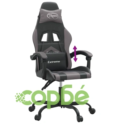 Гейминг стол, черно и сиво, изкуствена кожа ➤ топ цена ➤ sorbe.bg