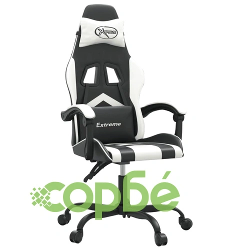 Гейминг стол, черно и бяло, изкуствена кожа ➤ топ цена ➤ sorbe.bg