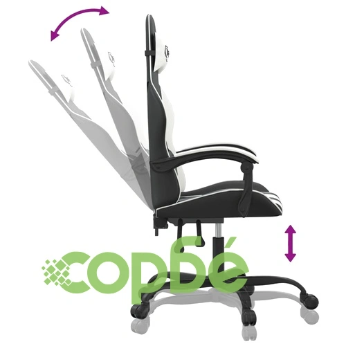 Гейминг стол, черно и бяло, изкуствена кожа ➤ топ цена ➤ sorbe.bg