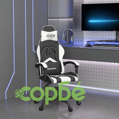 Гейминг стол, черно и бяло, изкуствена кожа ➤ топ цена ➤ sorbe.bg