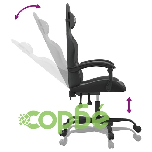 Гейминг стол, черен, изкуствена кожа ➤ топ цена ➤ sorbe.bg