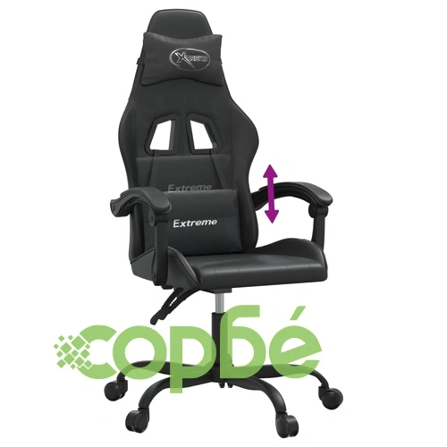 Гейминг стол, черен, изкуствена кожа ➤ топ цена ➤ sorbe.bg