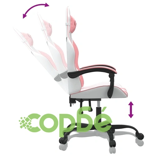 Гейминг стол, бяло и розово, изкуствена кожа ➤ топ цена ➤ sorbe.bg