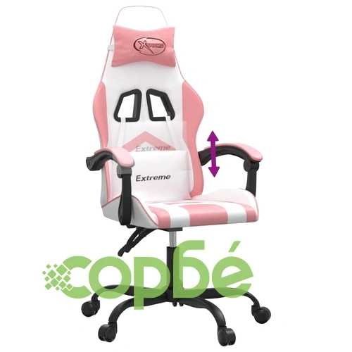 Гейминг стол, бяло и розово, изкуствена кожа ➤ топ цена ➤ sorbe.bg