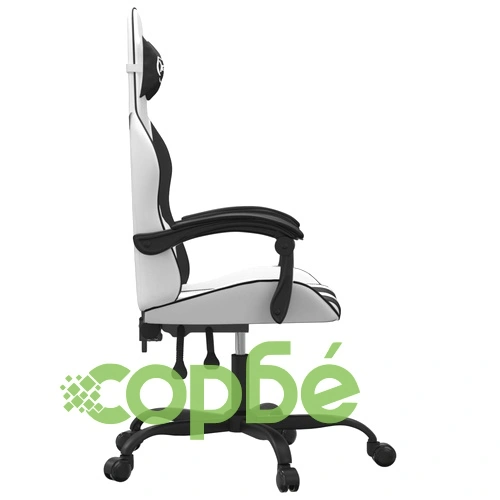 Гейминг стол, бяло и черно, изкуствена кожа ➤ топ цена ➤ sorbe.bg