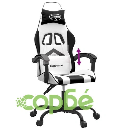 Гейминг стол, бяло и черно, изкуствена кожа ➤ топ цена ➤ sorbe.bg