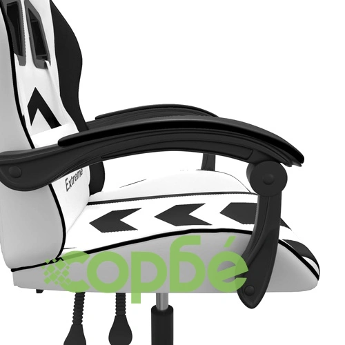 Гейминг стол, бяло и черно, изкуствена кожа ➤ топ цена ➤ sorbe.bg