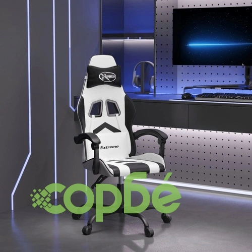 Гейминг стол, бяло и черно, изкуствена кожа ➤ топ цена ➤ sorbe.bg