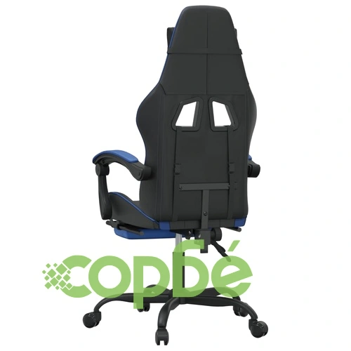 Гейминг стол с опора, черно и синьо, изкуствена кожа ➤ топ цена ➤ sorbe.bg