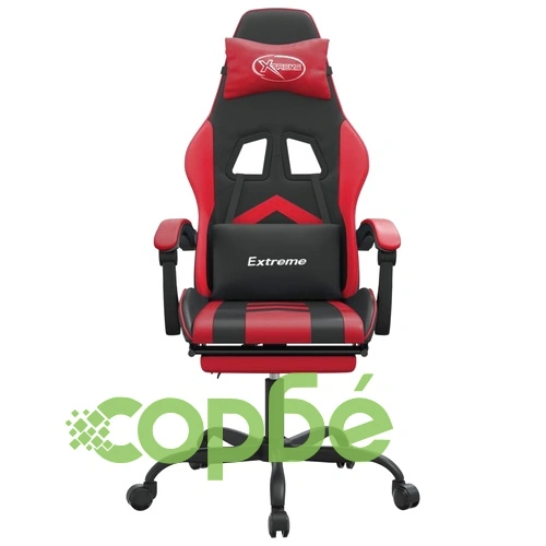 Гейминг стол с опора, черно и червено, изкуствена кожа ➤ топ цена ➤ sorbe.bg