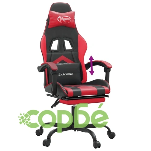 Гейминг стол с опора, черно и червено, изкуствена кожа ➤ топ цена ➤ sorbe.bg