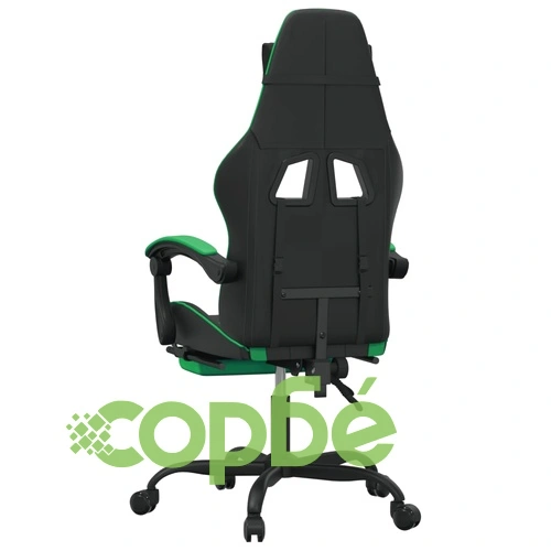 Гейминг стол с опора за крака, черно и зелено, изкуствена кожа ➤ топ цена ➤ sorbe.bg