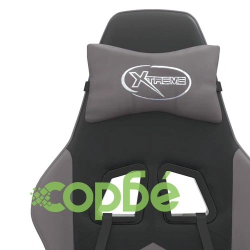 Гейминг стол с опора за крака, черно и cиво, изкуствена кожа ➤ топ цена ➤ sorbe.bg