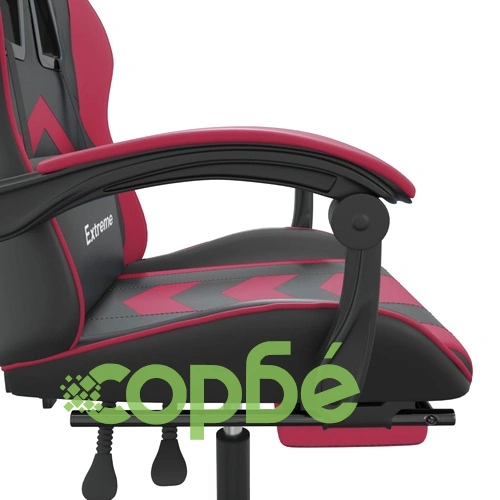 Гейминг стол с опора, черно и виненочервено, изкуствена кожа ➤ топ цена ➤ sorbe.bg