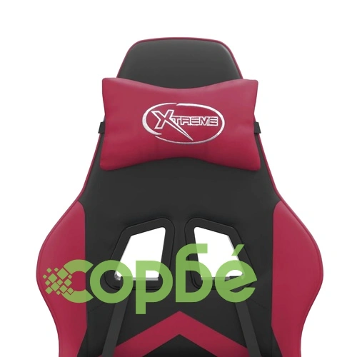 Гейминг стол с опора, черно и виненочервено, изкуствена кожа ➤ топ цена ➤ sorbe.bg