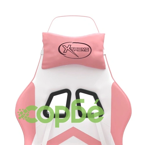 Гейминг стол с опора за крака, Бял и Розов, изкуствена кожа ➤ топ цена ➤ sorbe.bg