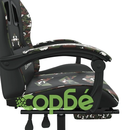 Гейминг стол с опора за крака черно и камуфлаж изкуствена кожа ➤ топ цена ➤ sorbe.bg