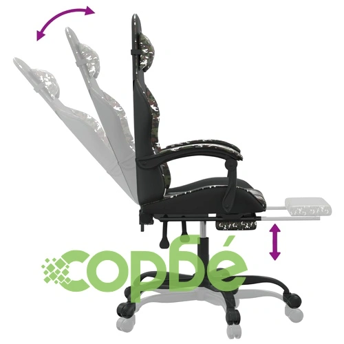 Гейминг стол с опора за крака черно и камуфлаж изкуствена кожа ➤ топ цена ➤ sorbe.bg