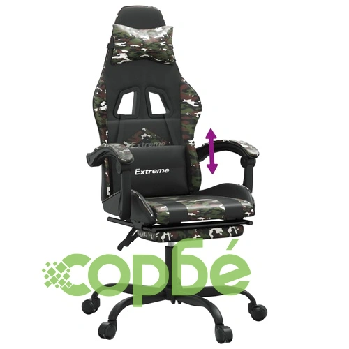 Гейминг стол с опора за крака черно и камуфлаж изкуствена кожа ➤ топ цена ➤ sorbe.bg