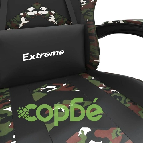 Гейминг стол с опора за крака черно и камуфлаж изкуствена кожа ➤ топ цена ➤ sorbe.bg