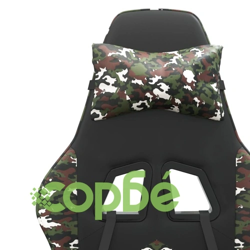 Гейминг стол с опора за крака черно и камуфлаж изкуствена кожа ➤ топ цена ➤ sorbe.bg
