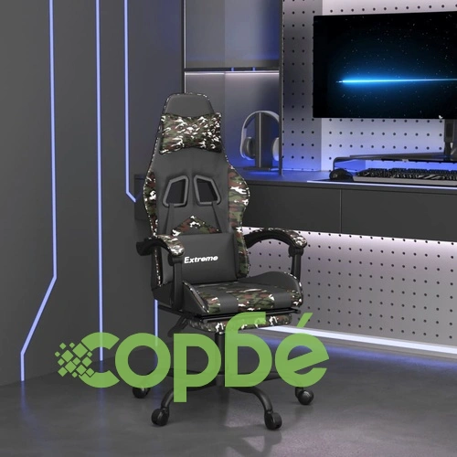 Гейминг стол с опора за крака черно и камуфлаж изкуствена кожа ➤ топ цена ➤ sorbe.bg