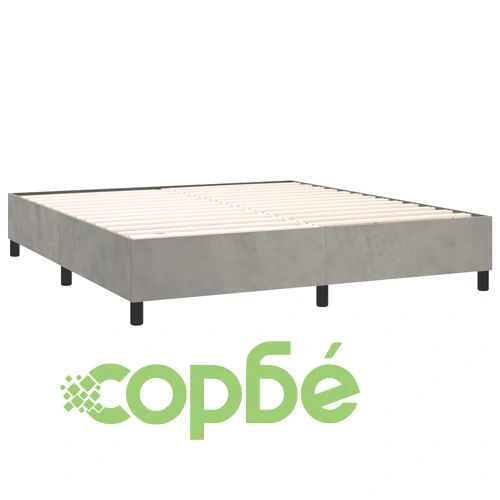 Боксспринг легло с матрак, светлосиво, 160x200 см, кадифе ➤ топ цена ➤ sorbe.bg