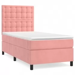 Боксспринг легло с матрак, розово, 80x200 см, кадифе