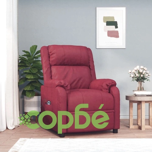 Изправящ стол, виненочервен, изкуствена кожа ➤ топ цена ➤ sorbe.bg